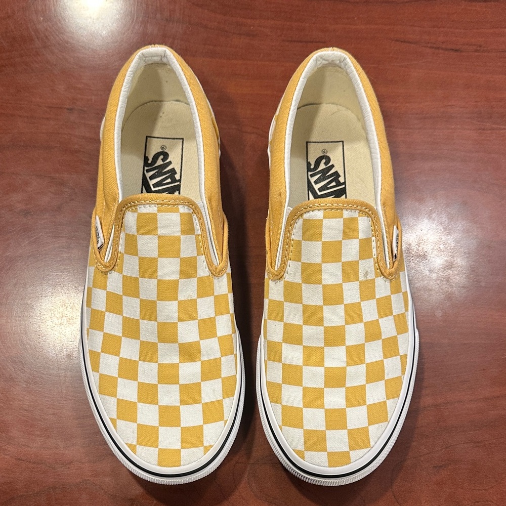 Vans Yellow and White Checkered Sneakers